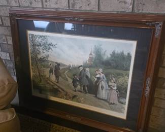 Vintage framed under glass picture