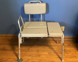 Tub Transfer Bench Shower Seat with Padded Seat and Reversible Back Rest