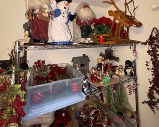 Large Metal Reindeers, Tall Santas, Christmas Picks, Snowmen Figurines, Metal House