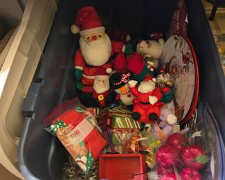 Vintage puffy Santas & Snowman, apple ornaments 