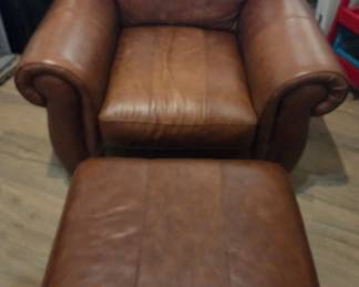 Leather chair and ottoman