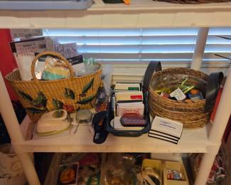 Ribbon, more scrapbooking items, Rubber stamps, Paper Decorations Punches, Scissors, Ink Pads