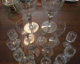 Vintage Fostoria etched goblets