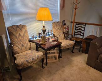 Vintage Chairs, End Table, Lamp, Magazine holder