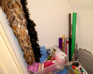 Gift wrap, Bows, Tissue paper, Feather Boas 