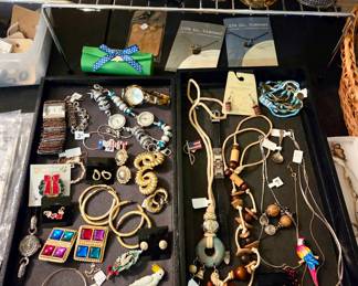 Earrings, necklaces, watches 