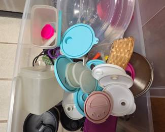 Water bottles, rando replacement Tupperware lids of all sizes