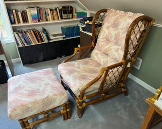 Rattan chair & ottoman