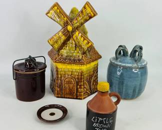 Ceramic Windmill Cookie Jar & Other Containers