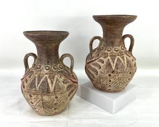 Pair of Handmade Pottery Vases