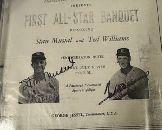Signed piece by Stan Musial & Ted Williams. Family was friends with Stan Musial and his family