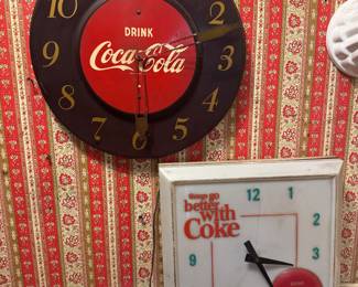 Original coke clocks from the 1950's and 1960's