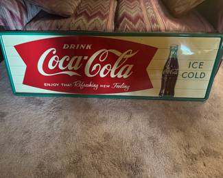 Original 1940's large Coca Cola fishtail sign, 42 inches in length
