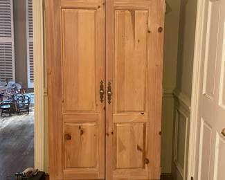 Pine storage cabinet, can accommodate TV $250