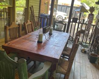 6ft farmhouse table and 6 chairs $750