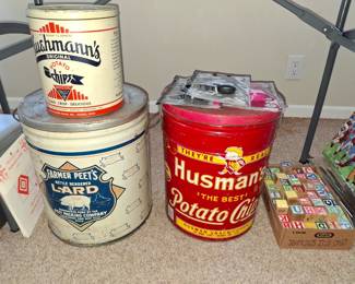 Old Chip and Lard Cans and Vintage
Wood Block Letters!