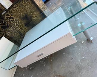 Insanely cool glass enclosed drawer coffee table