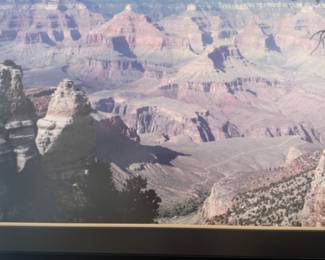 Very large framed photo of the Grand Canyon. Fills a hallway and a beautiful piece. Specifics coming soon.