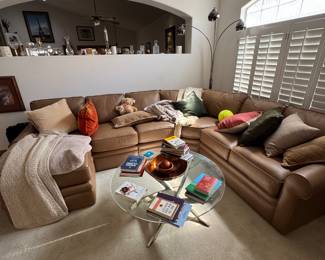 Larger new light brown sectional with chaise. More details coming soon.