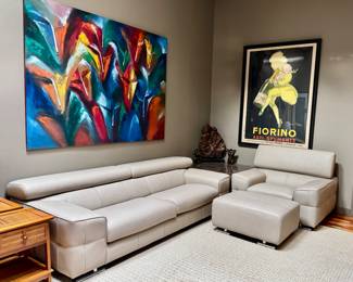 Lexington Furniture Leather Sofa, Armchair & Ottoman (Made in Italy)