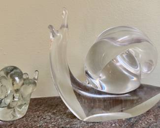 Art Glass Snails, Signed Nason