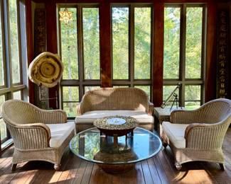 Wicker Patio Set - Loveseat & 2 Armchairs