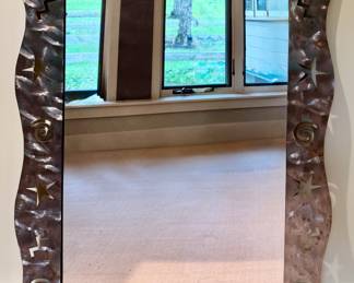Whimsical Cutout Brushed Steel Mirror