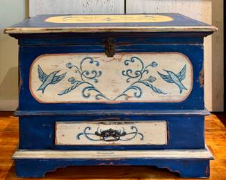 Scandinavian Folk Art Blanket Chest with Drawer