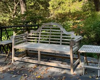 Teak Bench & 2 Teak Side Tables