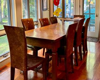 Indonesian Teak Dining Table & 8 Coconut Chairs