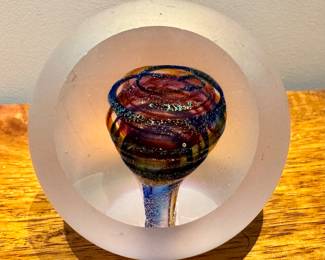 Art Glass Paperweight, Signed