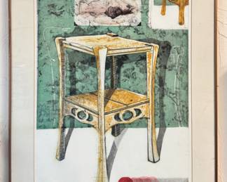 "Art Nouveau Lamp Table" Signed & Numbered Lithograph