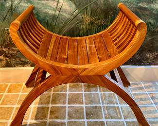 Teak Carved Stool - We have a set of 4!