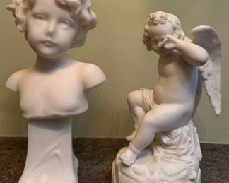 Marble Figural Bust & Cupid