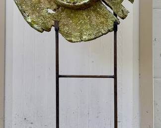 Wood Sculpture on Metal Stand