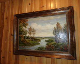 Oil on canvas signed "Stephano" an unknown artist/ Framed in a handsome ornate gold large heavy frame