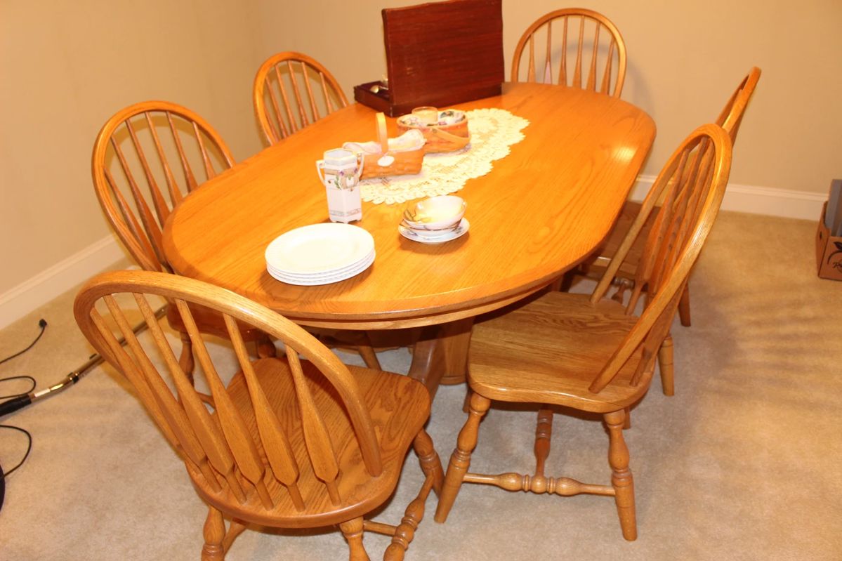 Whitacre's dining room table with 6 chairs