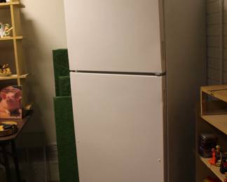 Small refrigerator in basement