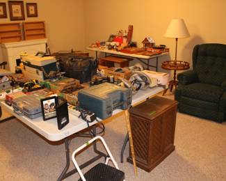 Some tools in garage; some in the basement