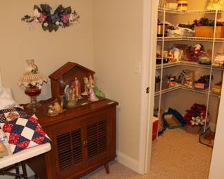 Christmas and holiday closet off the basement bedroom