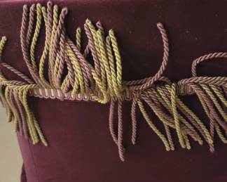 Purple fringe chair, 36” wide, 40” deep, 33” tall