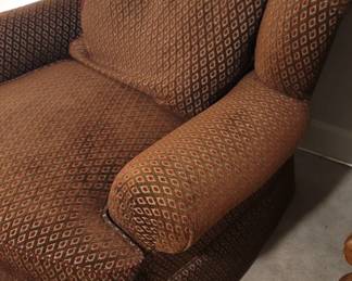 Red brown chair and ottoman, removal cushions