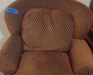 Red brown chair and ottoman, removal cushions