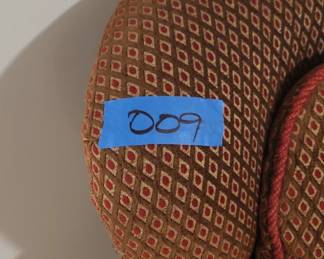 Red brown chair and ottoman, removal cushions