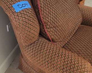 Red brown chair and ottoman, removal cushions