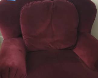 Purple fringe chair, 36” wide, 40” deep, 33” tall