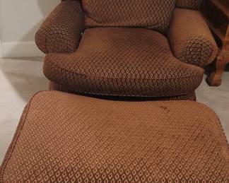 Red brown chair and ottoman, removal cushions
