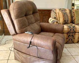 Leather automatic lift, reclining heated massage chair