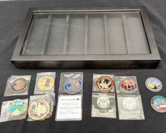 Display Box & New Or Like New collectible FBI ‘Challenge Coins’