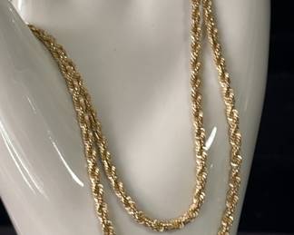 Stunning! 14K Gold Heavy Chain Necklace * 13.14g Weight * 22” Length